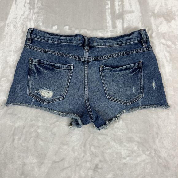 Free People Shorts Womens 28 Destroyed Distressed Raw Hem Button Fly Festival - Picture 9 of 10